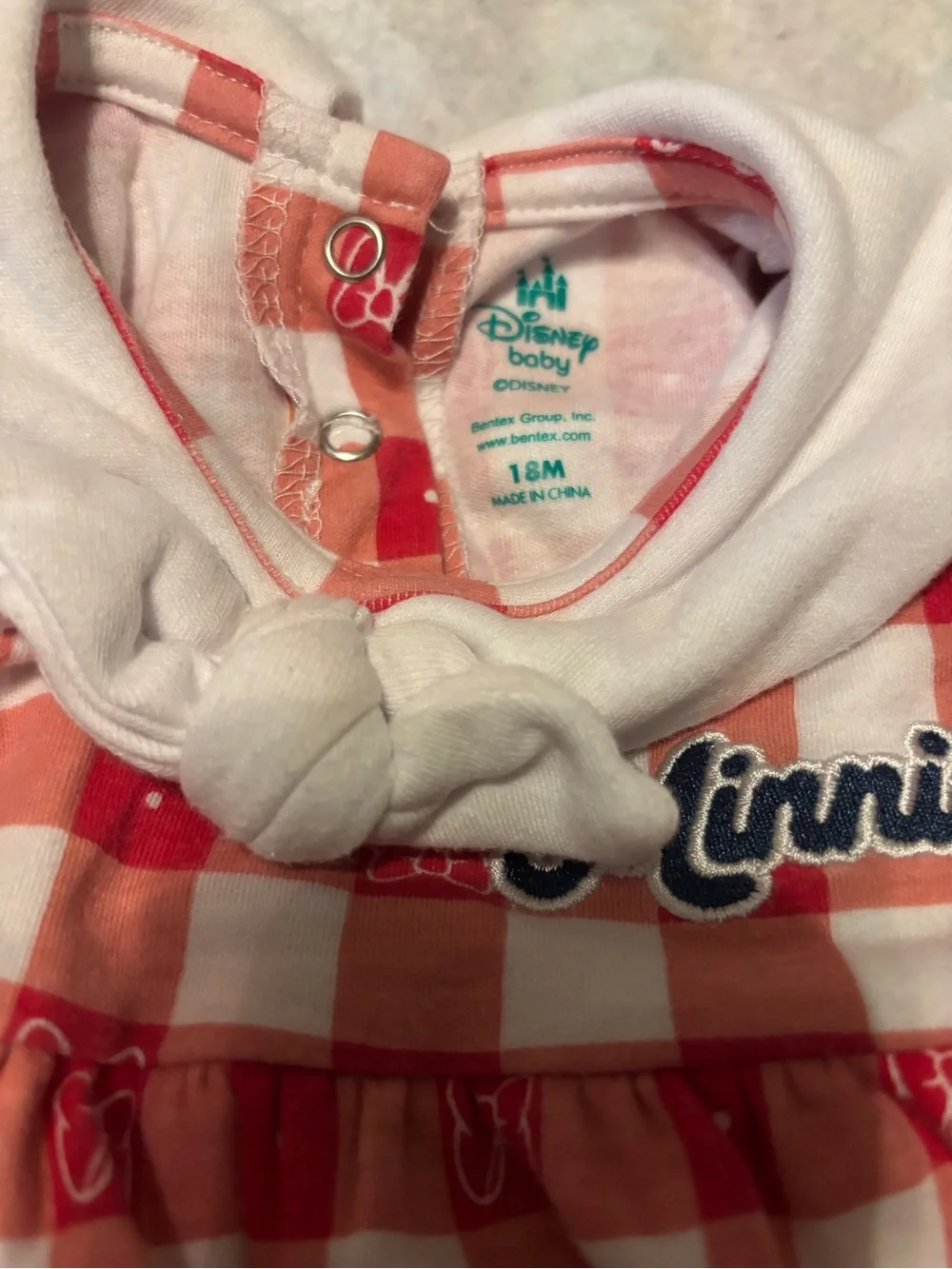 Disney Red and White Gingham Minnie Bubble Romper with Sailor Collar